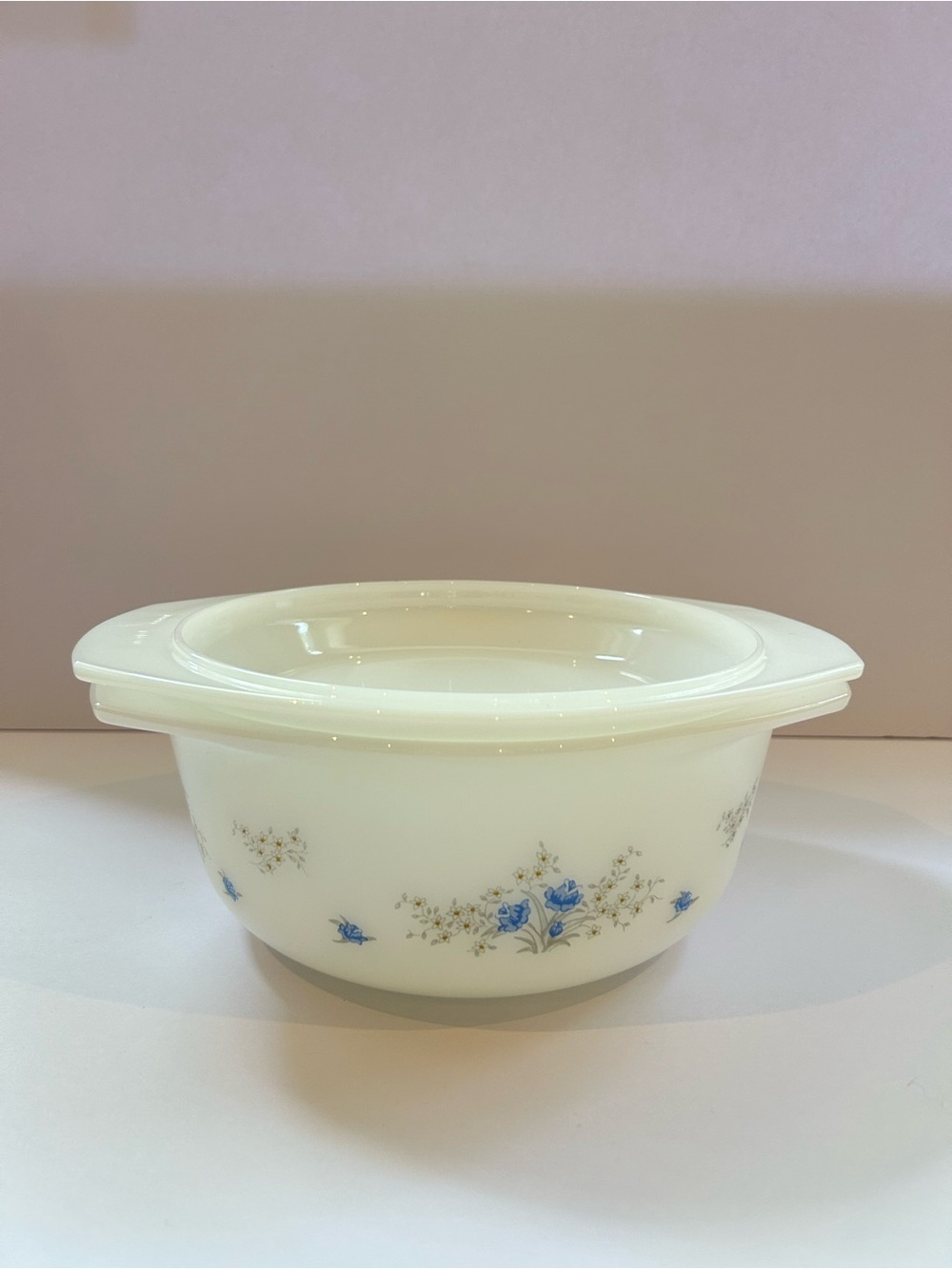 Vintage Arcopal France Casserole Dish with Lid Romantique Floral Pattern